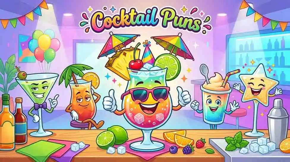 Funny cocktail characters together
