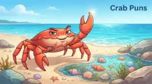 Funny crab by colorful ocean