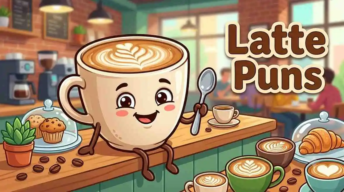 Cute latte character drinking coffee