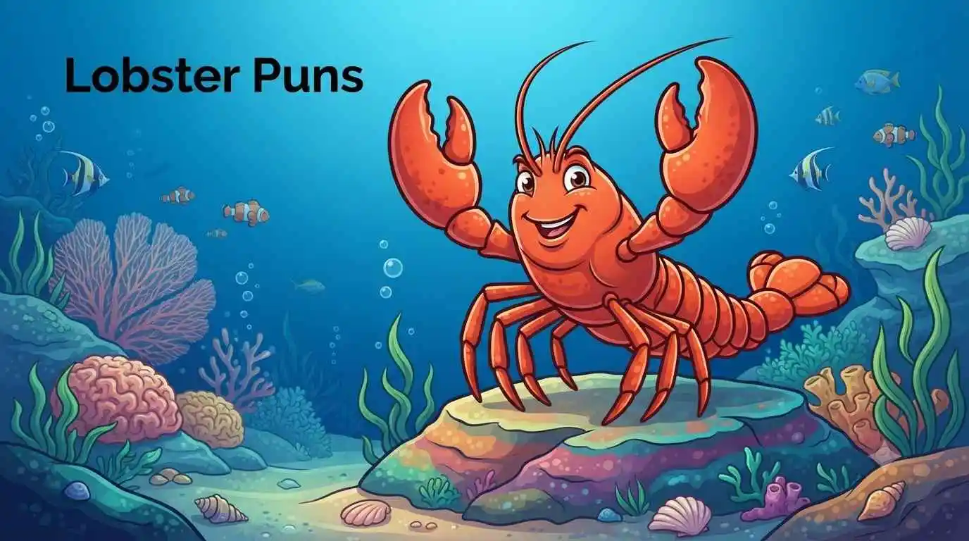 Funny lobster underwater with friends