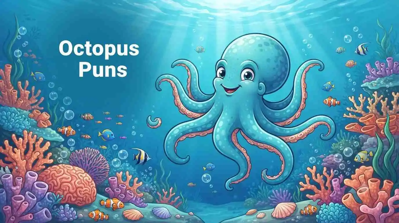 Funny octopus underwater with tentacles