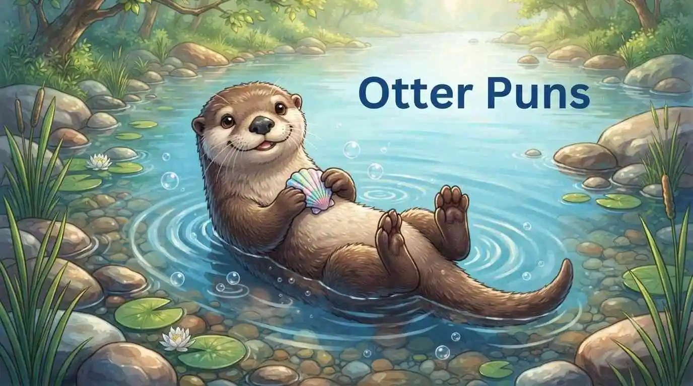 Funny otter enjoying playful wordplay