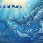 Friendly whale with ocean animals