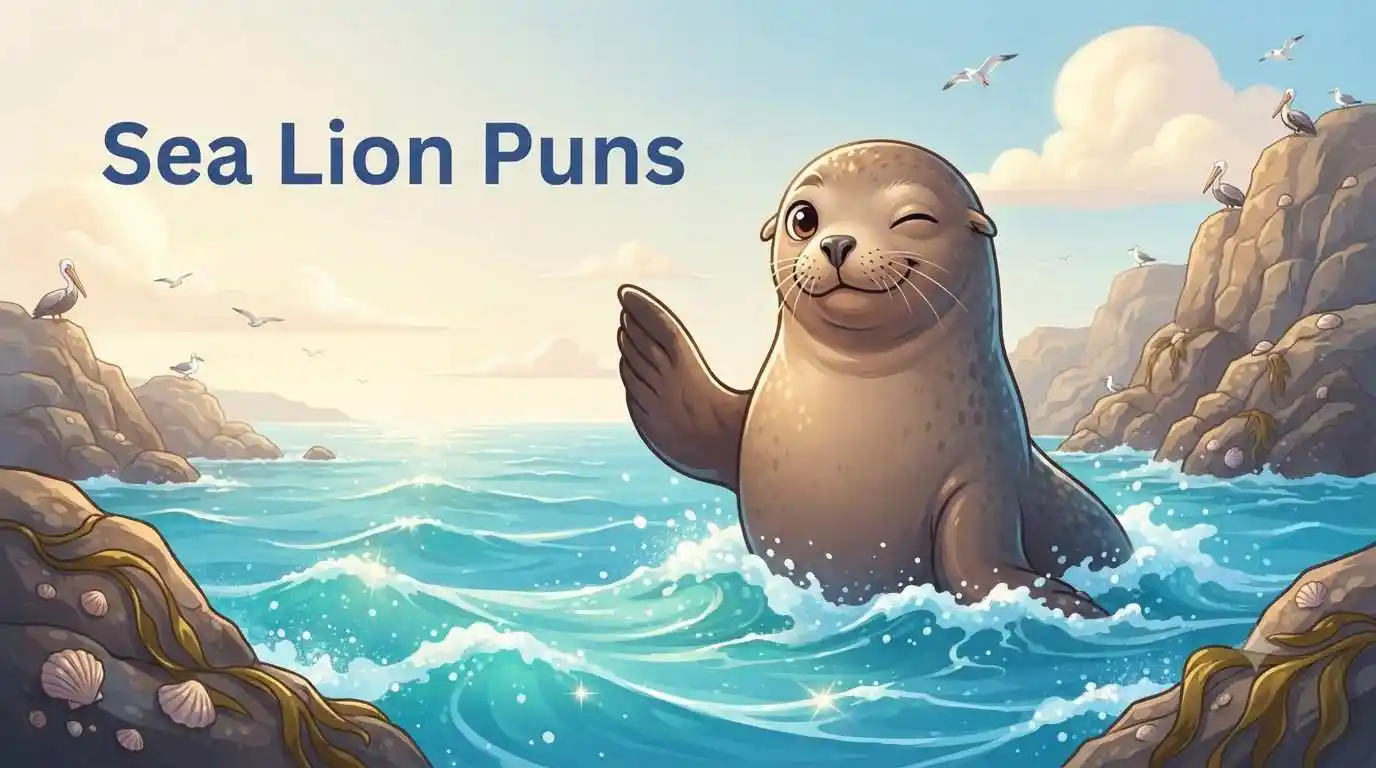 Cute sea lion ocean illustration