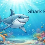 Funny shark swimming through ocean