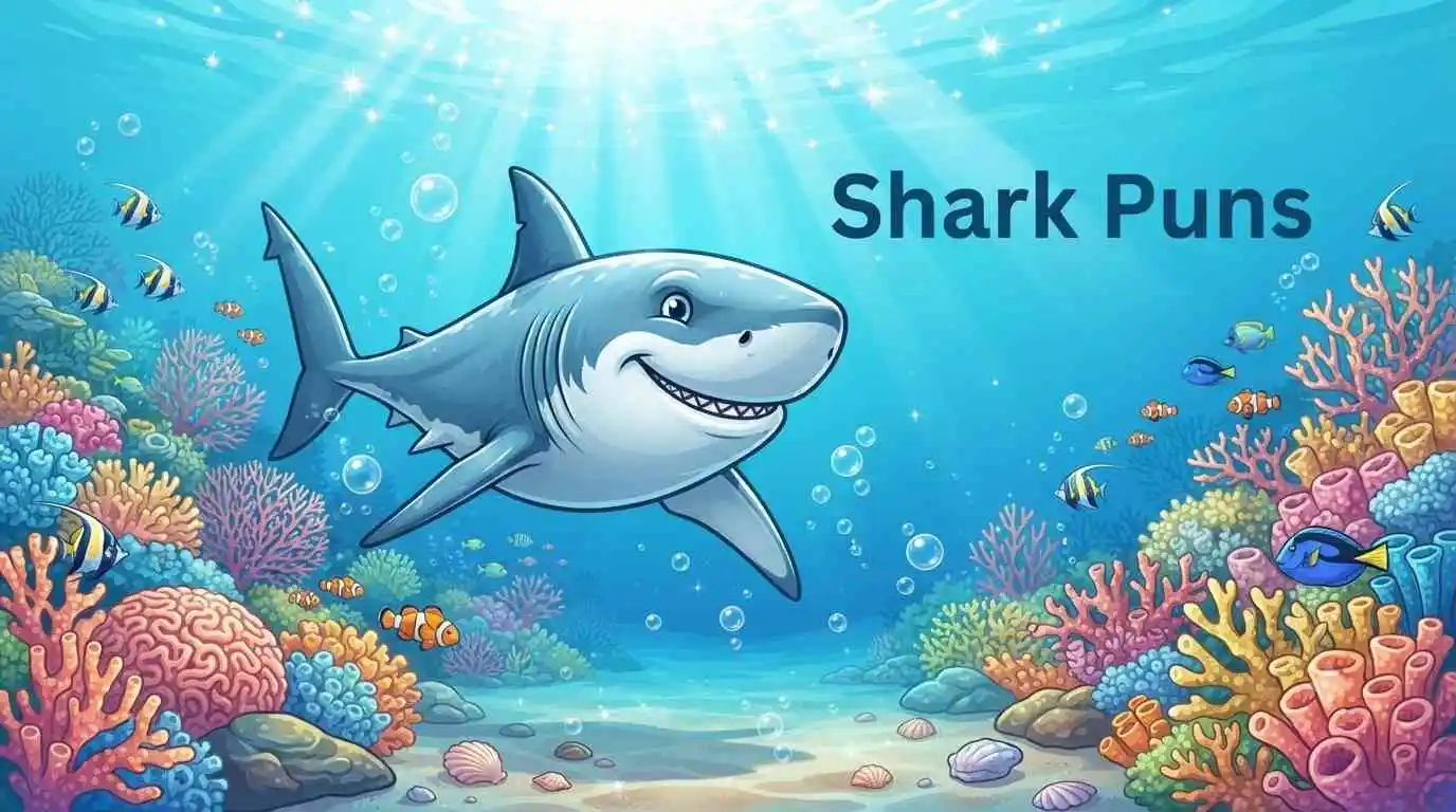 Funny shark swimming through ocean